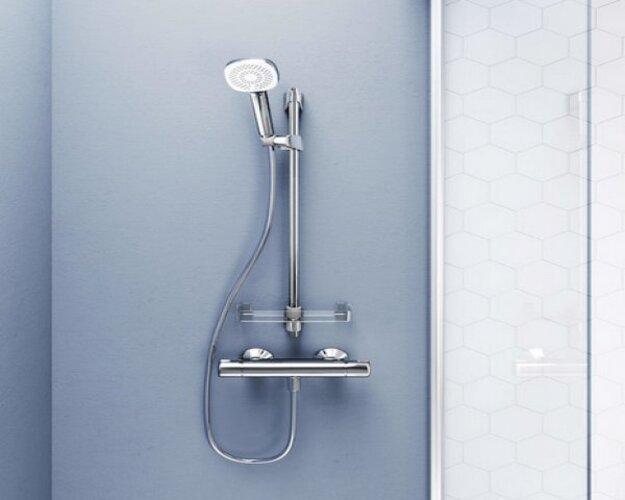 Produktbild Hansa Hansabasicjet Style Wandstangen-Brausenset, Wandmontage, 3-strahlig, 720 mm, chrom (3 Strahlarten, 18 l/min)