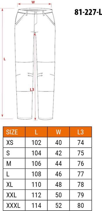Nährwerte und Zutaten Neo PREMIUM Arbeitshose 100% Baumwolle Ripstop Gr. L (L)