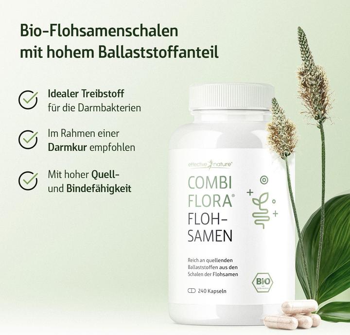 Produktbild Effective Nature Combi Flora Bio Flohsamenschalen Kapseln (240 Stück, Kapseln, 160 g)