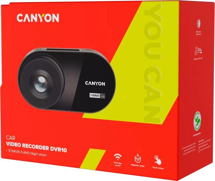 Actual product image Canyon DVR10, car camera with recording, Full HD, 1080p at 60 fps, 3" touch screen (Wi-Fi, Built-in microphone, Night vision, Built-in display, Full HD)