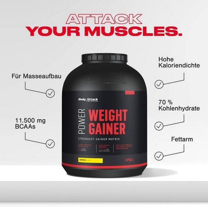 Produktbild Body Attack Power Weight Gainer (1500g Dose) (Erdbeer, 1 Stk., 1500 g)