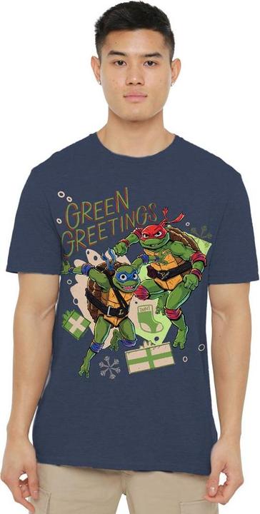 Immagine prodotto Teenage Mutant NT Christmas Greetings Maglietta Leonardo e Raffaello Adulto Unisex (XL)