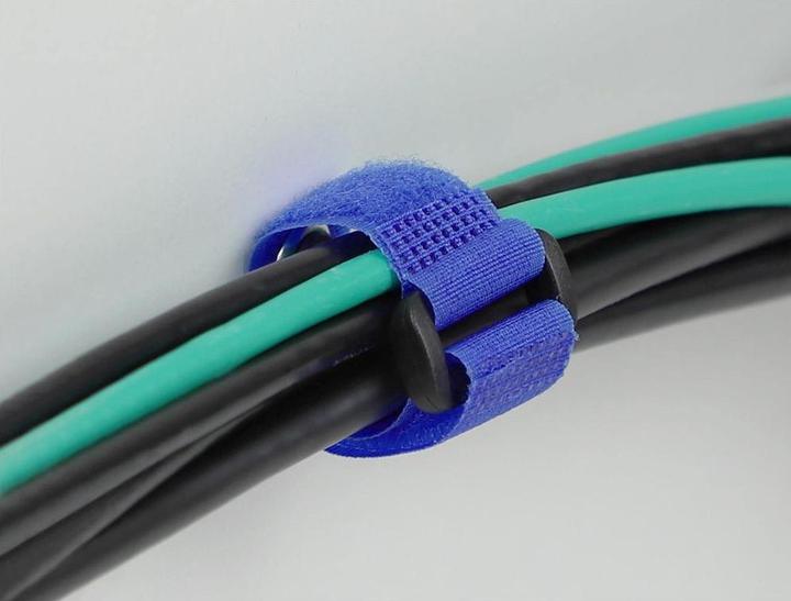 Produktbild Delock Klett-Kabelbinder mit Schlaufe und Befestigungsöse L 190 x B 25 mm blau 5 Stück (Klettkabelbinder, 190 mm, 5 Stk.)