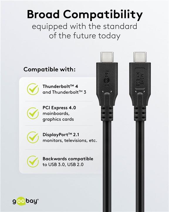 Immagine prodotto Goobay Cavo USB-C, USB4, 240 W, 20 Gbit/s, Power Delivery, 2 m (2 m, USB 4.0)