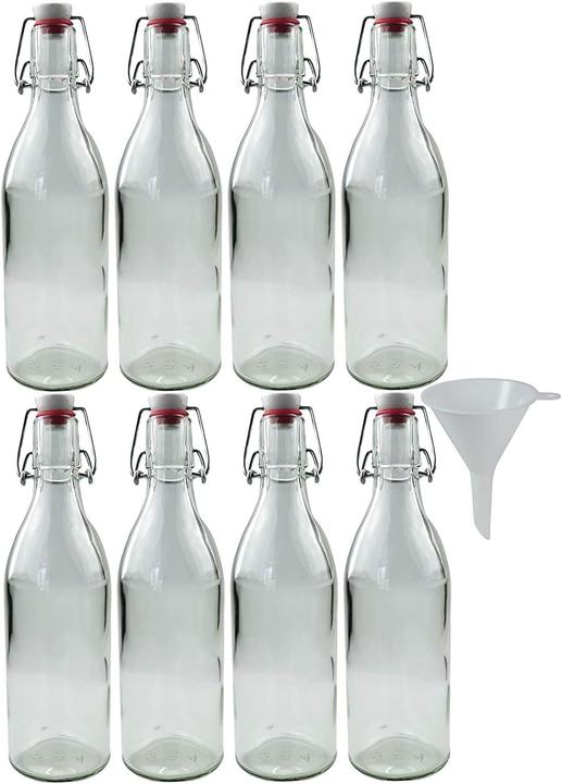 Produktbild Viva scandinavia Glasflaschen-Set mit Bügelverschluss (8 Stück, 0,5 L) inkl Trichter (8 Stk., 4 l)