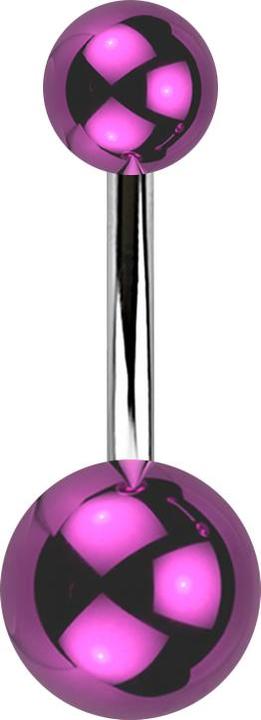 Image du produit Star Piercing Banane argentée avec deux boules recouvertes de verre violet (Acrylique, sans laiton, Acier chirurgical 316L)