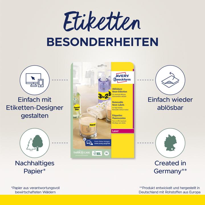 Produktbild Avery Etiketten in Sonderfarben