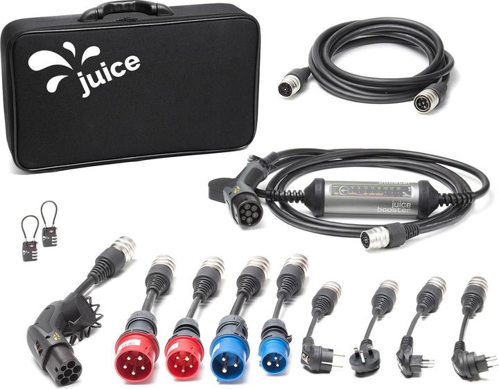 Juice Technology Juice Booster 2 Premium Traveller Set (Typ 2, 22 kW, 32 A, Typ 2, CEE16 rot, CEE16 blau, BS 1363, CEI 23, CEE 7/7, Typ 13, CEE32 rot, CEE32 blau)