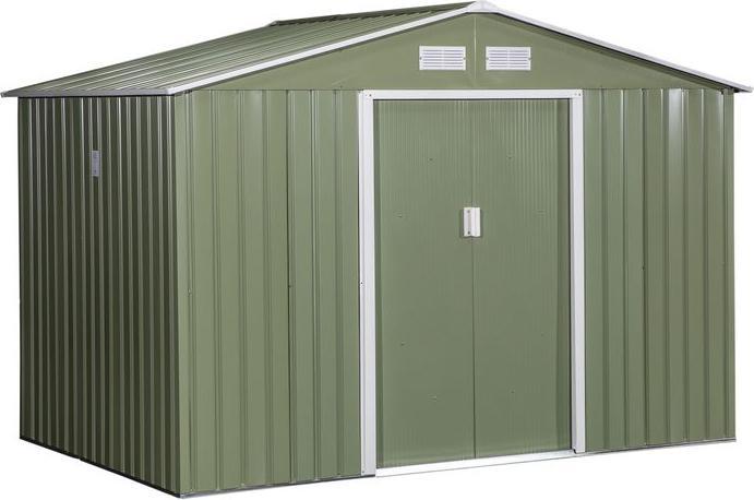 Image du produit Swisshandel24 Abri de jardin en métal avec fondations Vert clair 277 x 195 x 192 cm