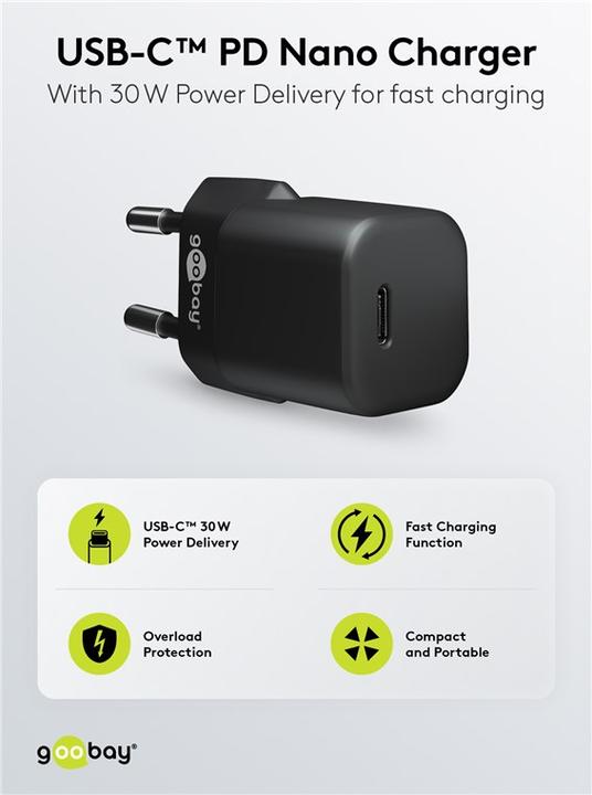 Image du produit Goobay Chargeur Rapide USB-C Nano avec technologie GaN (30 W)