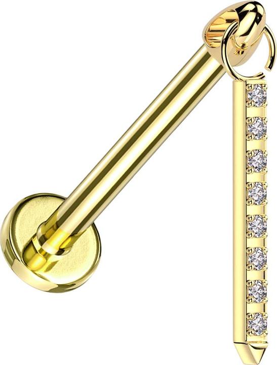 Image du produit Star Piercing Micro Labret femelle doré Cone doré pendentif poutre cristaux argent (sans laiton, Titane G23)