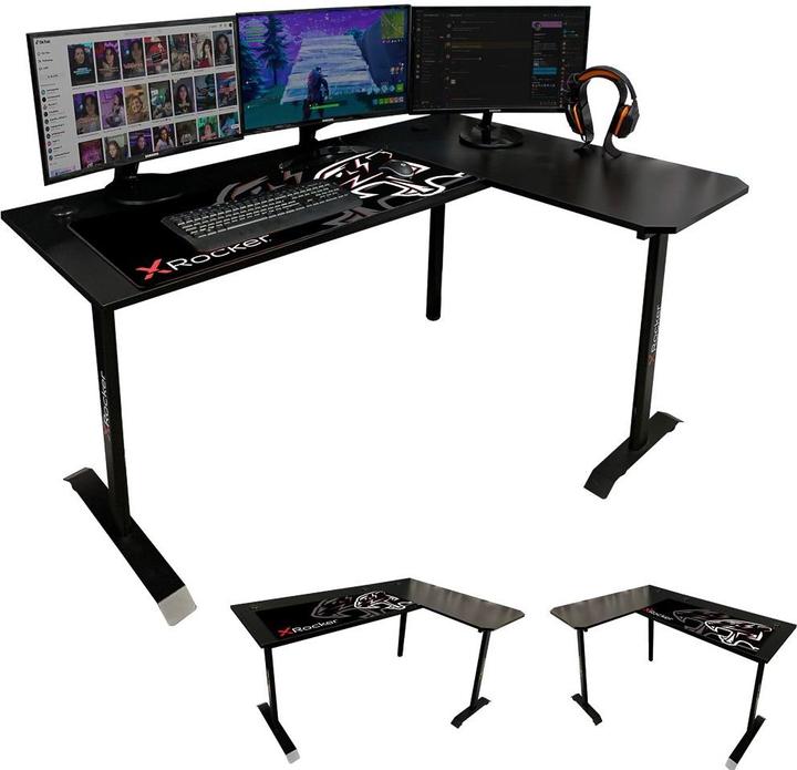 Image du produit X Rocker Bureau de jeu en coin en L réversible Panther XL Ambi Noir Carbone
