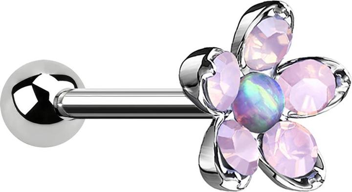 Produktbild Star Piercing Micro Barbell silber Opal Blume violett (Chirurgenstahl 316L, Messing)