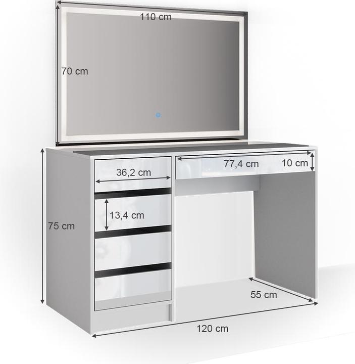 Actual product image Vicco Sherry with lighting (120 x 55 x 75 cm)