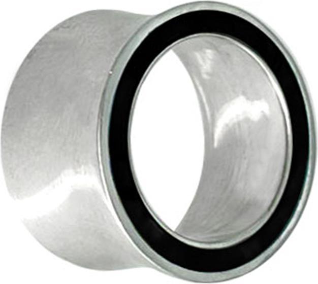 Produktbild Star Piercing Flared Tunnel silber mit schwarzem Abalone Rand (Messing)