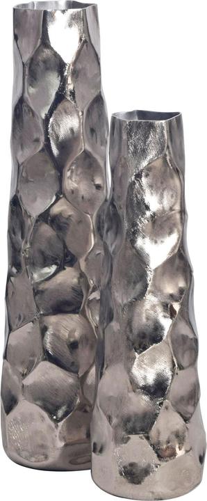 Actual product image FineBuy Vase 2er Set Blumenvase Aluminium Tischvase Hammerschlag Dekovase Modern (2 x)