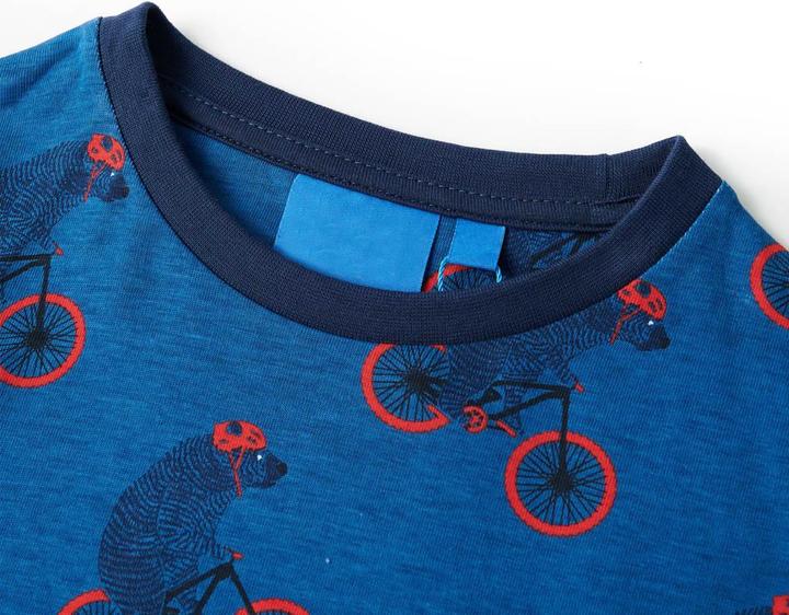 Produktbild VidaXL Kinderpyjama mit Langen Ärmeln Petrolblau 140,Material (140)