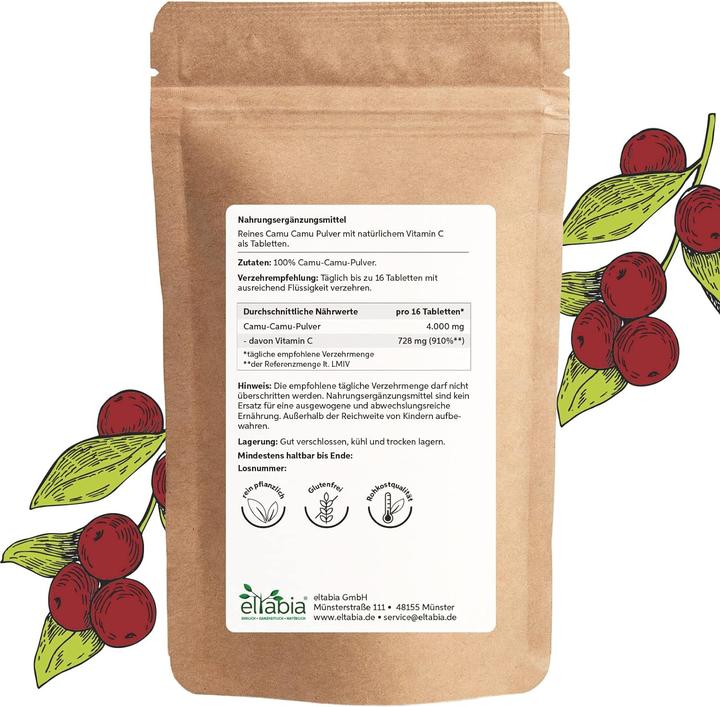 Produktbild Eltabia Camu Camu Tabletten | 250mg Tabs natürliches Vitamin C in Rohkost-Qualität (400 Stück, Tabletten)