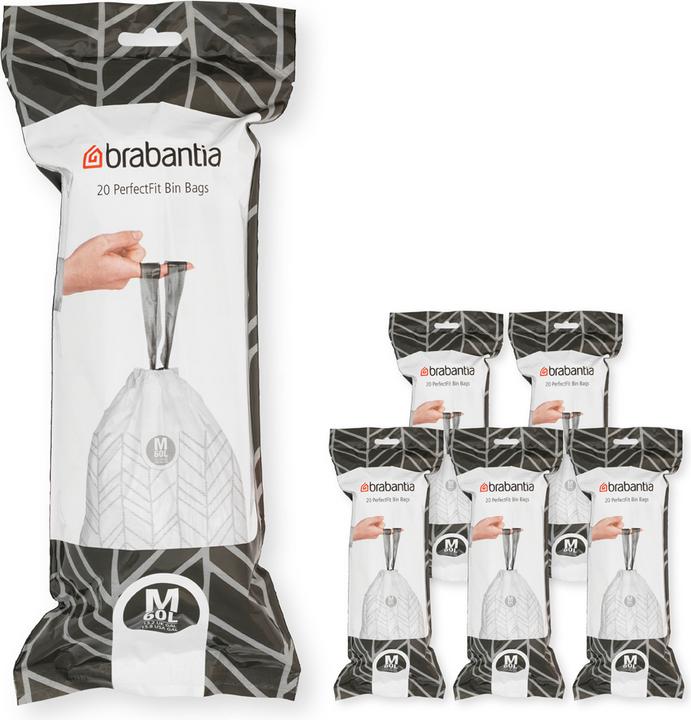 Brabantia PerfectFit Vuilniszakken - 60 l - Code M - 6 rollen x 20 stuks (120 x, 60 l)
