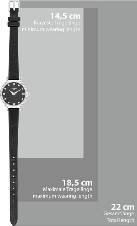 Actual product image Trilani Ladies Quartz Watch Genuine Leather Black - 30494 (Analogue wristwatch, 26 mm)