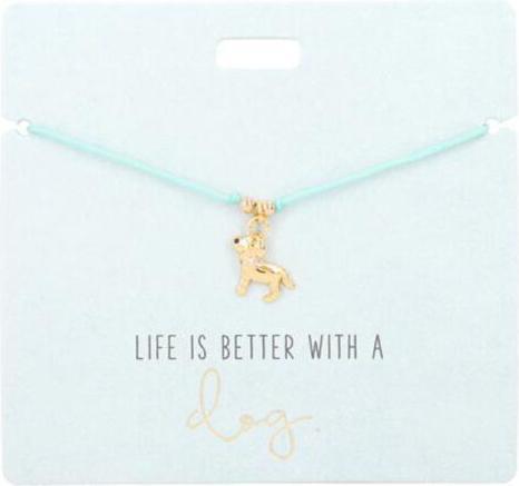 Magni Armband mit Charm Nr. 2 Live is better with a dog (Polyester)