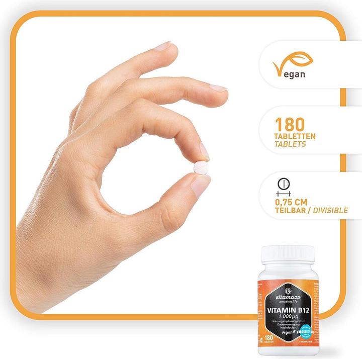 Immagine prodotto Vitamaze Vitamina B12 (180 Pezzo/i, Pillole, 60 g)