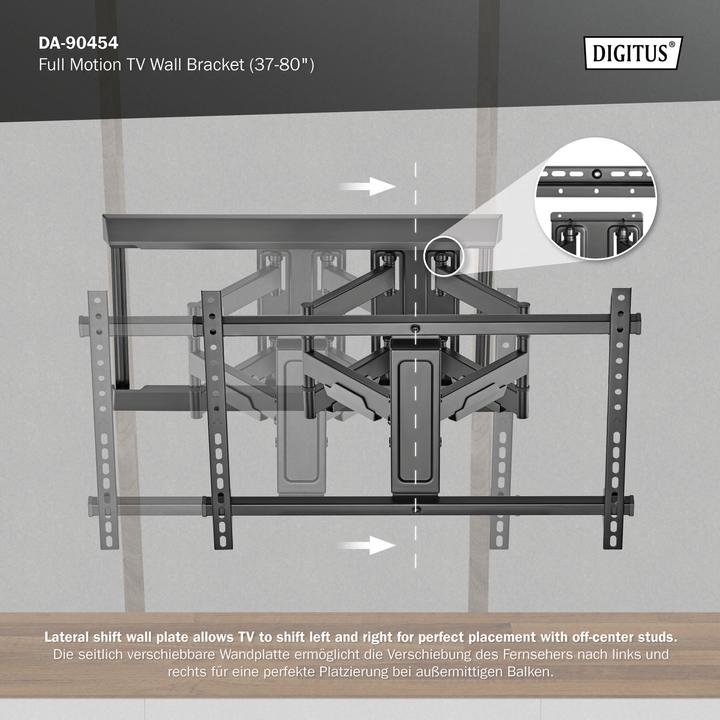 Produktbild Digitus Wandhalterung 600x400 -60kg 37-80"/full motion/neig/schwenk (Wand, 80", 60 kg)