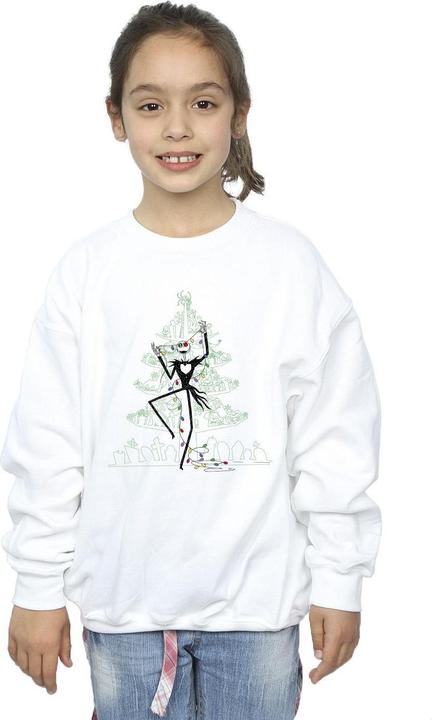 Actual product image Disney Girls The Nightmare Before Christmas Tree Green Sweatshirt (152, 158)