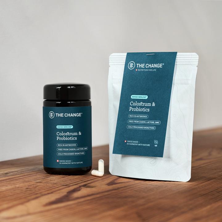 Actual product image BE THE CHANGE Colostrum & Probiotics (refill bag) (120 Piece, Capsules, 44 g)