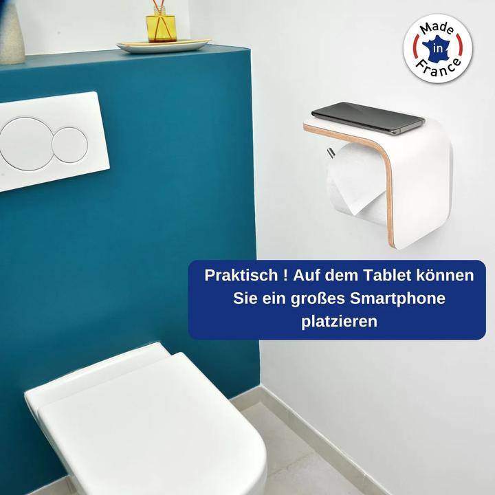 Produktbild Well Care Toilettenrollenhalter Holz Weiss mit Ablage