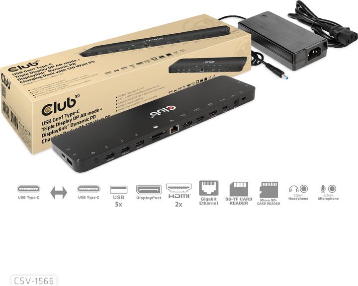 Produktbild Club 3D CSV-1566 (USB-C, 4 Ports)