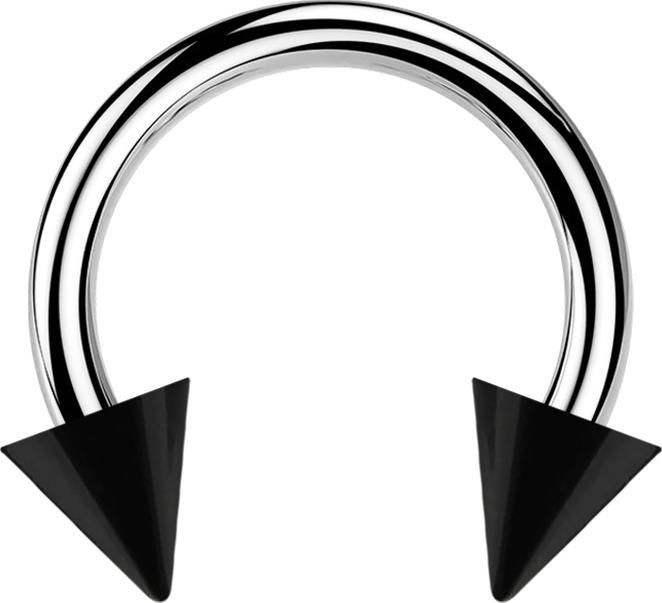 Star Piercing Micro Circular Barbell silber mit zwei Cones schwarz (ohne Messing, Acryl, Chirurgenstahl 316L)