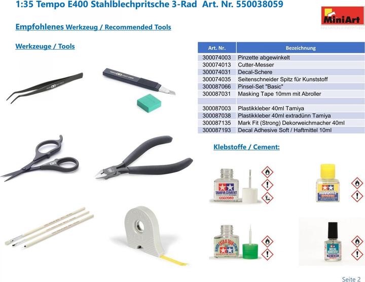 Produktbild 1:35 Tempo E400 Stahlblechpritsche 3-Rad
