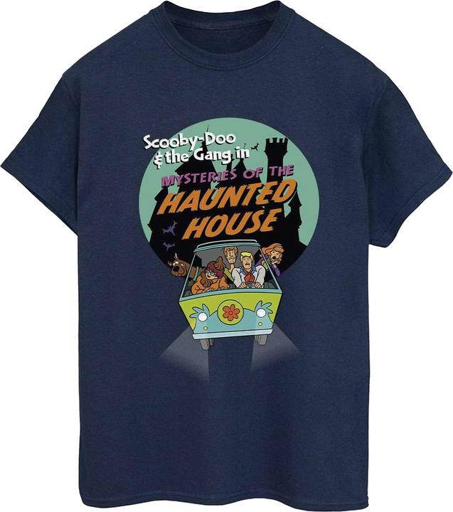 Actual product image Scooby Doo Womens/Ladies Haunted House Cotton Boyfriend T-Shirt (5XL)