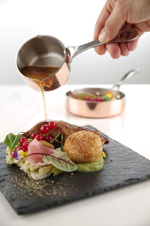 Produktbild Gastro Hero Miniatur Kasserolle mit Ausgiesser (7.50 cm, Stielkasserolle, Aluminium, Edelstahl, Kupfer)