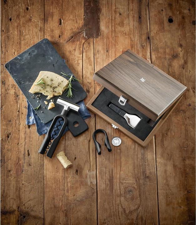 Produktbild WMF Sommelier Weinset 3tlg Korkenzieher Flaschenverschluss Walsnussholzbox Baric (Sommelier Set)