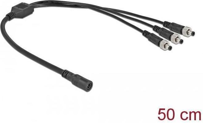 Produktbild Delock DC Verteilerkabel 5,5 x 2,1 mm 1 x Buchse zu 3 x Stecker verschraubbar (0.50 m)