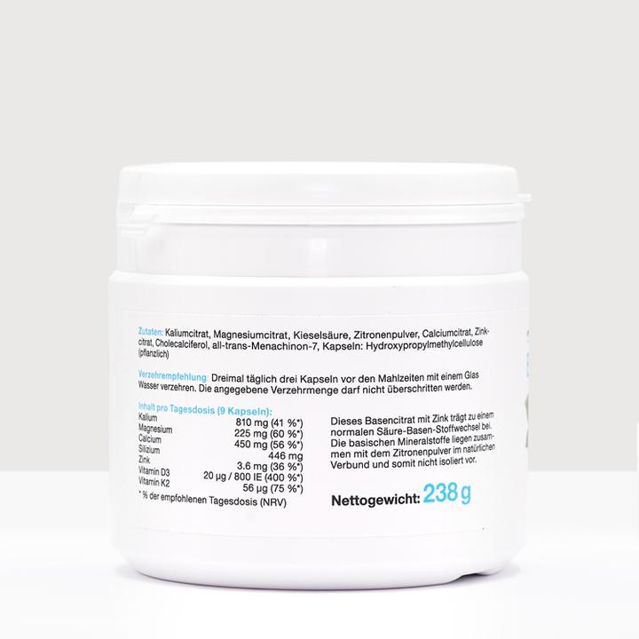 Valori nutrizionali e ingredienti Effective Nature Citrato di base (270 Pezzo/i, Pillole)