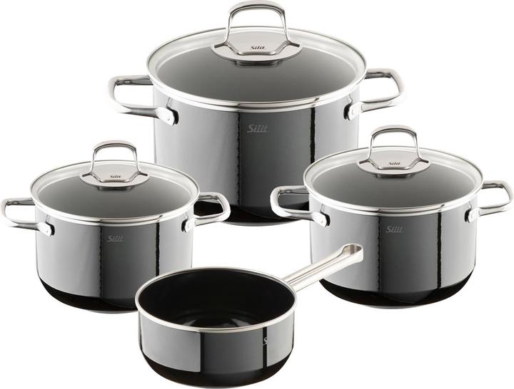Actual product image Silit Elegance Line cooking pot set 16 cm/20 cm/24 cm, black (24 cm, Pan set + pot set, Stainless steel)