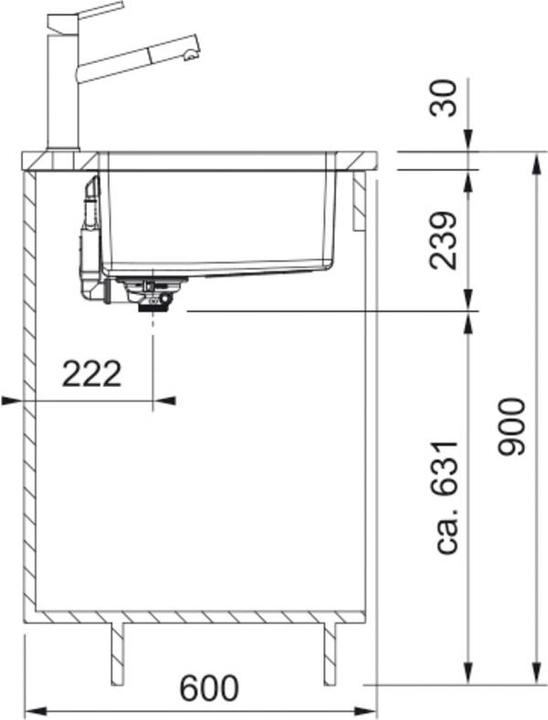 Actual product image Franke Spüle Maris MRX 110-55 CRNI (Fitted sink, 40 cm, 80 cm)