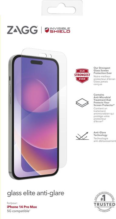 Produktbild Zagg InvisibleShield Glass Elite AG AM Apple iPhone 14 Pro Max Case Friendly Screen, Apple, iPhone 14 Pro (1 Stück, Apple iPhone 14 Pro Max)