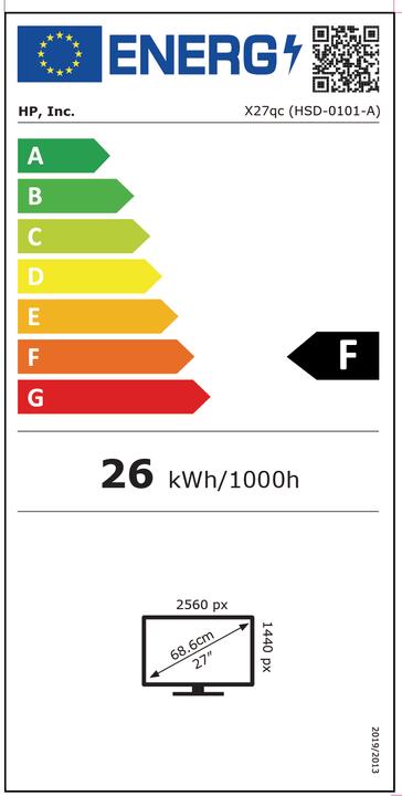 Energy Label HP X27qc (2560 x 1440 pixels, 27")