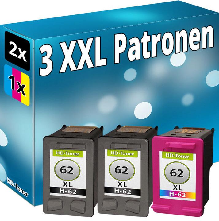 Produktbild Druckfuxx 3xDRUCKER TINTE PATRONE für HP62 OfficeJet 200c 202 250 5740 5742 5744