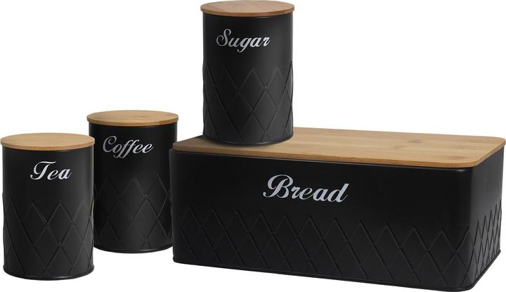Produktbild neuetischkultur Brotkasten Vorratsdosen 4er-Set Schwarz