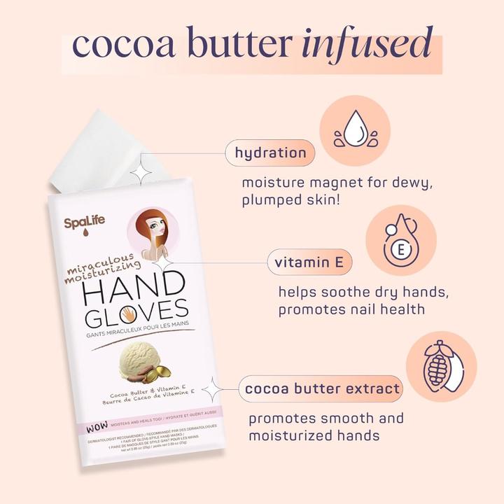 Actual product image SpaLife Moisturising gloves with cocoa butter & vitamin E