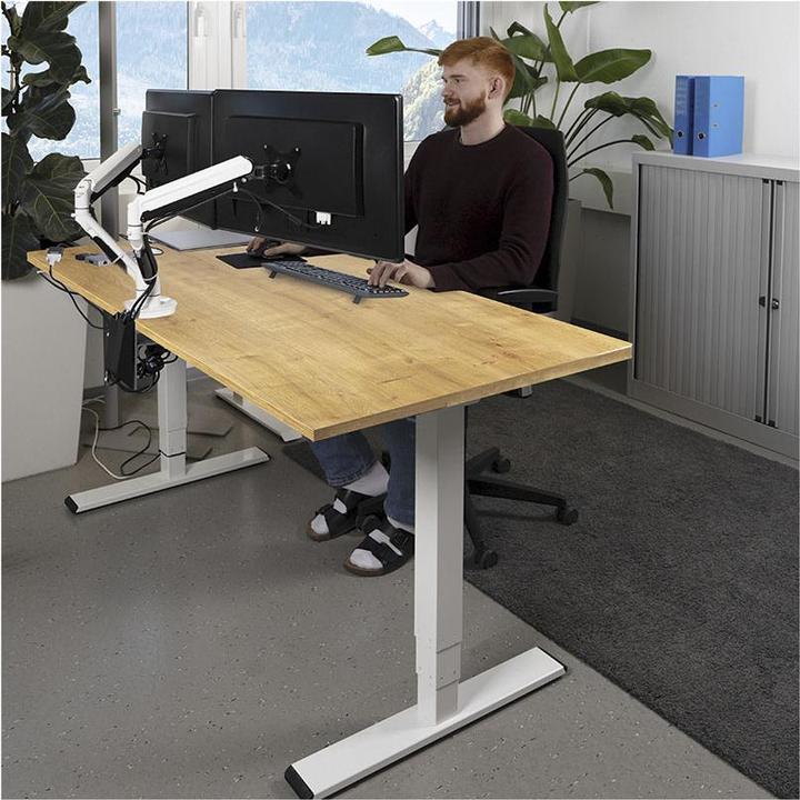 Produktbild Contini höhenverstellbarer Bürotisch 1.4x0.8m Eiche / Gestell ET225E weiss