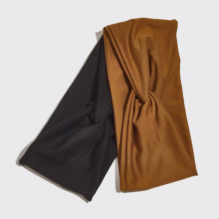 Produktbild Kitsch Breite Stirnbänder aus recyceltem Stoff 2er Set - Schwarz Kamelbraun