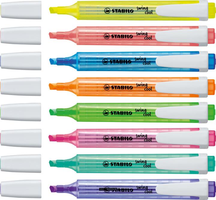Immagine prodotto STABILO evidenziatore swing cool (Pink, Arancia, Giallo, Blu, Verde, Turchese, 4 mm, 6 x)