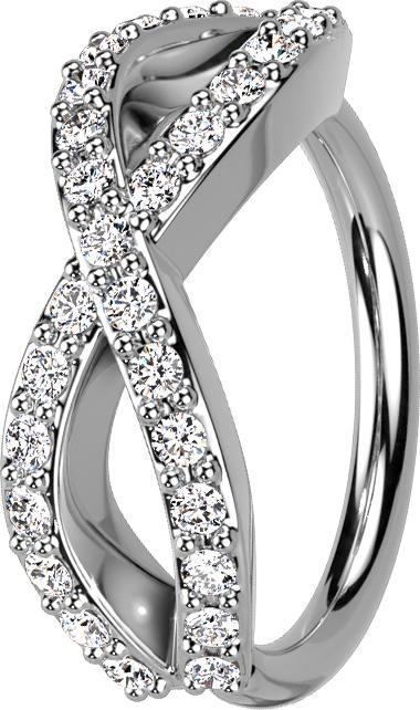 Produktbild Star Piercing Micro Piercing Ring silber Unendlich mit Kristallen (Messing)