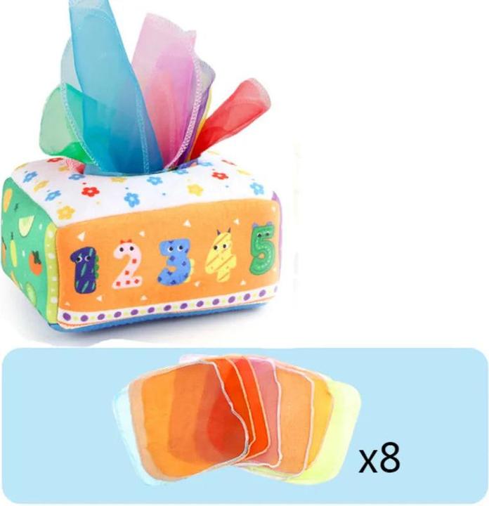 Actual product image Activity Board Baby Tissue Box Educational Toys Colourful soft sensory toys for toddler finger exercise